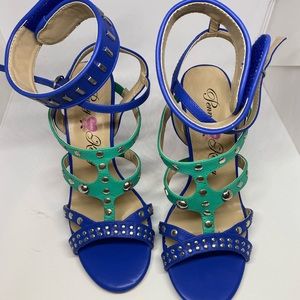 Blue and green heels